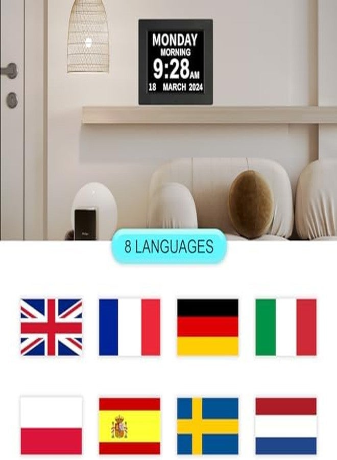 ybest [2022 Newest] Digital Day Calendar Clock 3 Medicine Reminders Extra Large Non-Abbreviated Day Date Month Dementia Clocks for Senior Elderly Memory Loss Impaired Vision Clock - Image 5